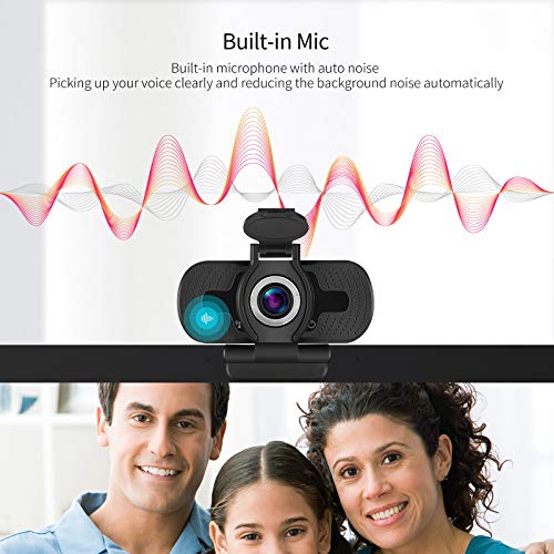 DERICAM Cámara Web 1080P con micrófono, cámara Web USB para computadora, cámara para computadora Plug and Play para PC/Mac para transmisión de videollamadas, conferencias, Juegos, Clases en línea