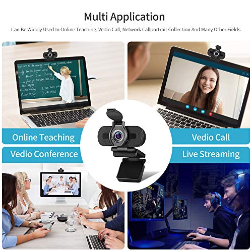 DERICAM Cámara Web 1080P con micrófono, cámara Web USB para computadora, cámara para computadora Plug and Play para PC/Mac para transmisión de videollamadas, conferencias, Juegos, Clases en línea