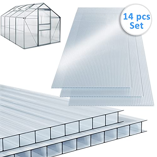 Deuba Set de 14 Placas de policarbonato 60,5x121cm 10,25m² Láminas de doble cara Planchas Transparentes