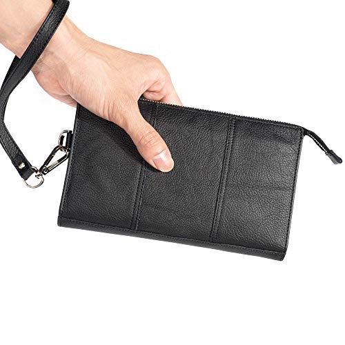 DFV mobile - Exclusiva Funda Piel Natural Nuevo Diseño Bolso de Mano Compatible con CELLALLURE Cool Extreme 2 (2019) - Negra