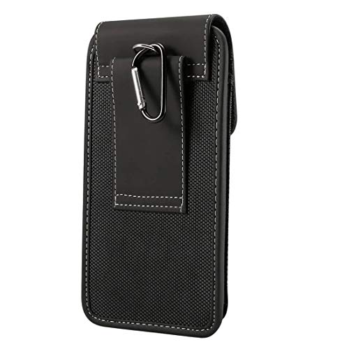 DFV mobile - Funda de Cinturon Vertical con Diseño en Piel y Nylon para iPhone 13 Pro (2021) - Negra