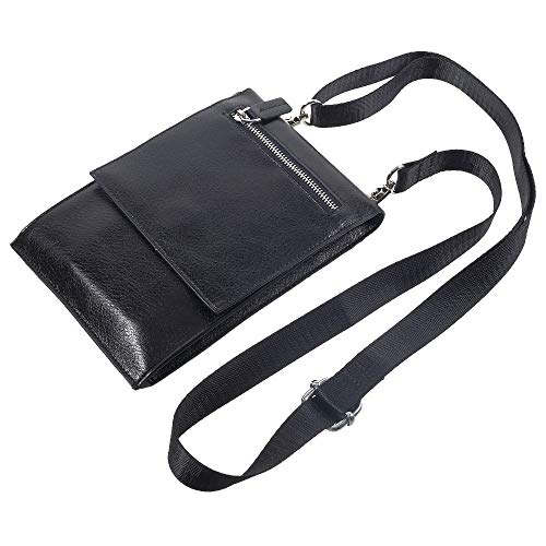 DFV mobile - Funda Tablet y Smartphone Bolso Bandolera con Cierre Magnetico y Cremalleras para CELLALLURE Cool Extreme 2 (2019) - Negra