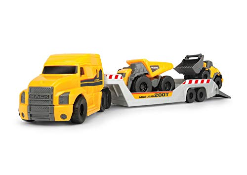 Dickie Toys Volvo Series - Camión Mack Truck de Volvo con Remolque y 2 Vehículos, para Niños a partir de 3 Años - 32 cm