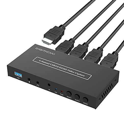 DIGITNOW! Tarjeta de Captura de vídeo para Juegos de 4 Canales USB3.0 1080P 60fps HDMI con Salida 3.5 estéreo, compatibilidad múltiple