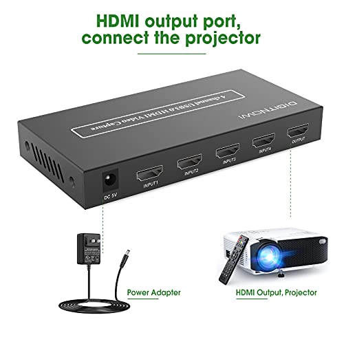 DIGITNOW! Tarjeta de Captura de vídeo para Juegos de 4 Canales USB3.0 1080P 60fps HDMI con Salida 3.5 estéreo, compatibilidad múltiple
