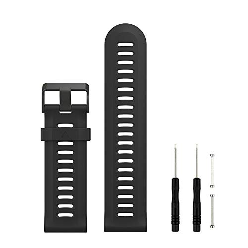 Digit.Tail 26mm Correa Suave Silicona Pulsera Deportiva Band de Repuesto con recambios Accesorios para Garmin Fenix 3/Fenix 3 HR, Fenix 5X Smartwatch (Negro)