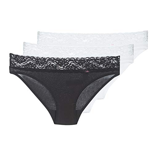 DIM Coton Feminine X4 Culote, Bragas y Otras Mujeres Negro/Blanco - EU 34/36 (EU 36/38) - Culote y Bragas