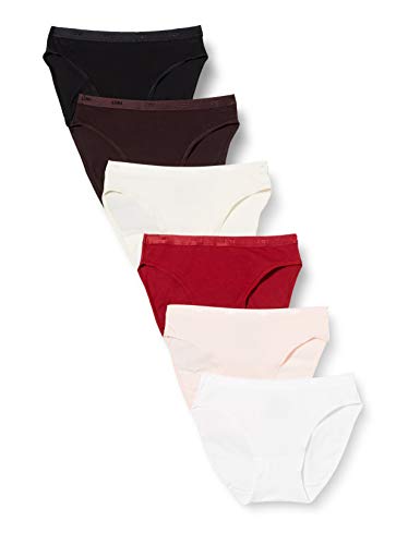 Dim Slip Les Pockets Coton Ecodim X6 Lencería, Lote De Moda Rojo, 40/42 (Pack de 6) para Mujer