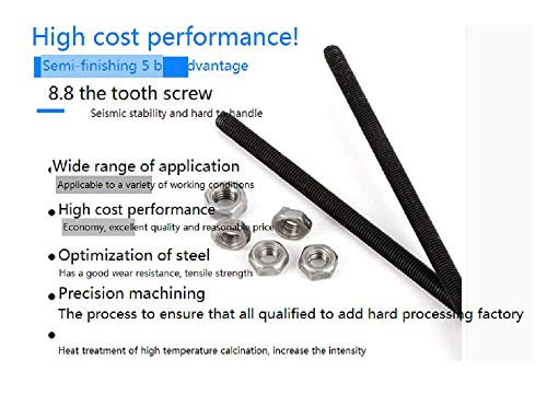 Ding&ng Tornillo roscado Completo ennegrecido de Alta Resistencia de 8 Niveles, Varilla roscada, Varilla roscada M5 / 6/8 / 10-M30-M30 * 1m
