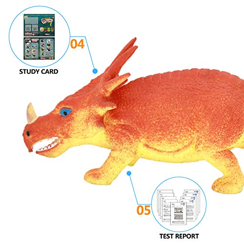 Dinosaurio de Goma de 8 pulgadas ( 6 Paguetes), con Bolsa de Regalo y Tarjeta de recursos de Aprendizaje - Juguete Blando de Figuras de Dinosaurio del Mundo Zoológico,Niños y Favoritos de Fiesta