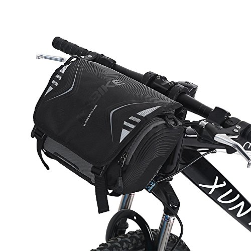 Dioche Bicicleta Bolsa para Manillar, Impermeable Alforjas Bolsa Moto Bicicleta Manillar Montaje Soporte Impermeable Solo Bolso de Hombro(Black)