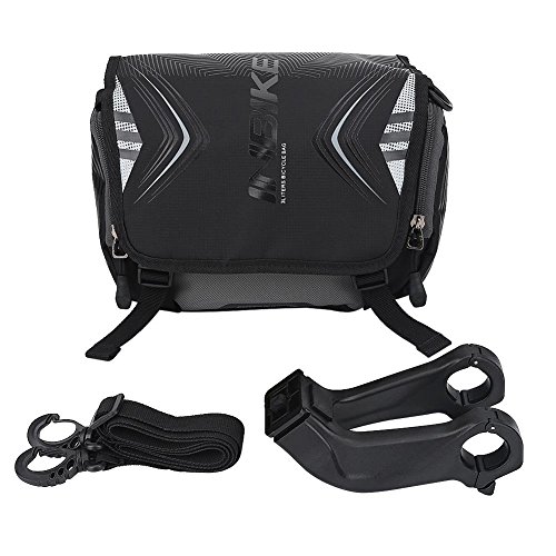 Dioche Bicicleta Bolsa para Manillar, Impermeable Alforjas Bolsa Moto Bicicleta Manillar Montaje Soporte Impermeable Solo Bolso de Hombro(Black)