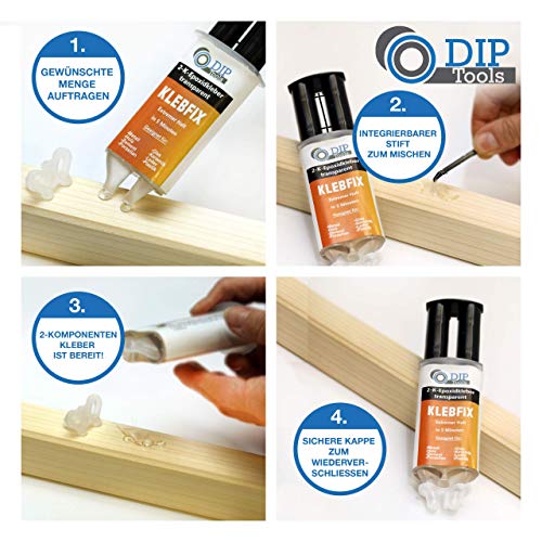 DIP-Tools - Adhesivo epoxi de dos componentes, pegamento universal, libre de BPA (1x25ml)