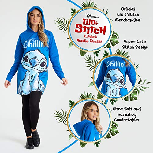 Disney Vestido Sudadera Mujer de Stitch 100% Algodón (M, Azul)