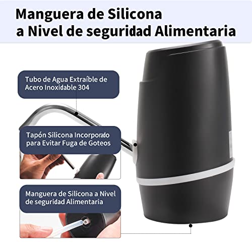 Dispensador de Agua Electrico para Garrafa, Dispensador Bomba de Agua Portátil para Bidones y Botellas de Agua 4 - 20 litros con Medidor AUTOSTOP, Grifo para Garrafas de Agua Mineral, USB Recargable