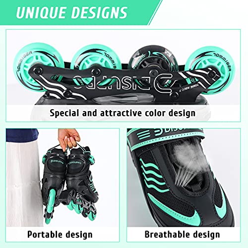 DISUPPO Patines en Línea Niños Niñas, Patín sobre Ruedas Iluminadas Inline Skates Ajustables Adultos, Patines Infantiles con Luces, Ruedas de PU (Talla EU 31-42) (Verde, L)