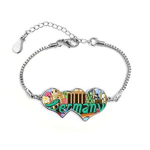 DIYthinker Nuevo Cisne Piedra Castillo Cerveza Alemania Graffiti diseño de Doble Corazones Redondos Cubic Pulsera de Cadena Love Regalos