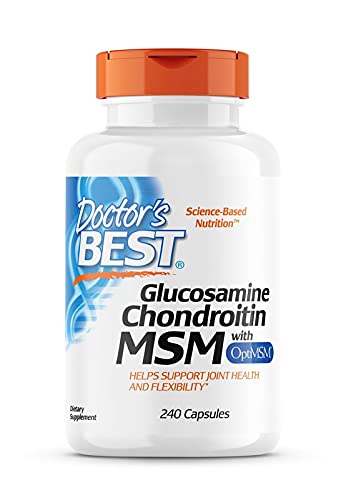 Doctor's Best, Glucosamina-Condroitina MSM, con OptiMSM, 240 Cápsulas, Probado en Laboratorio, Sin Soja, Sin Gluten, No GMO