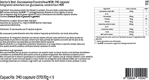 Doctor's Best, Glucosamina-Condroitina MSM, con OptiMSM, 240 Cápsulas, Probado en Laboratorio, Sin Soja, Sin Gluten, No GMO