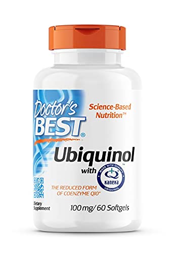 Doctor's Best, Ubiquinol con Kaneka, Coenzima Q10, 100 mg, 60 Cápsulas blandas, Altamente Dosificado, Probado en Laboratorio, Sin Soja, Sin Gluten, No GMO, Vegetal