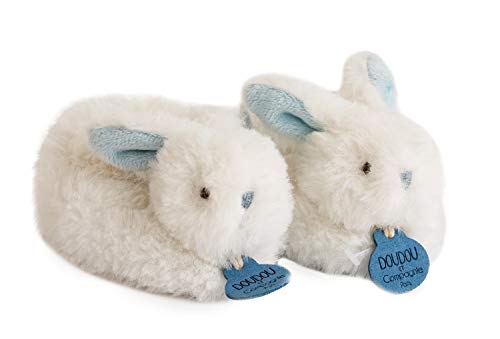 Doudou et Compagnie DC1309 Célestine - Zapatillas de estar por casa con diseño de conejito y caja, color azul