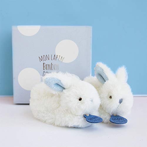 Doudou et Compagnie DC1309 Célestine - Zapatillas de estar por casa con diseño de conejito y caja, color azul