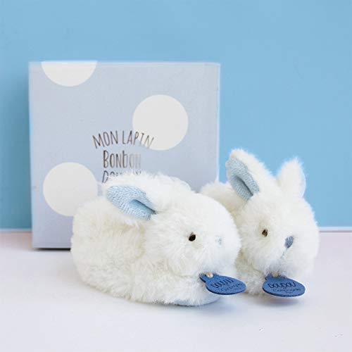 Doudou et Compagnie DC1309 Célestine - Zapatillas de estar por casa con diseño de conejito y caja, color azul