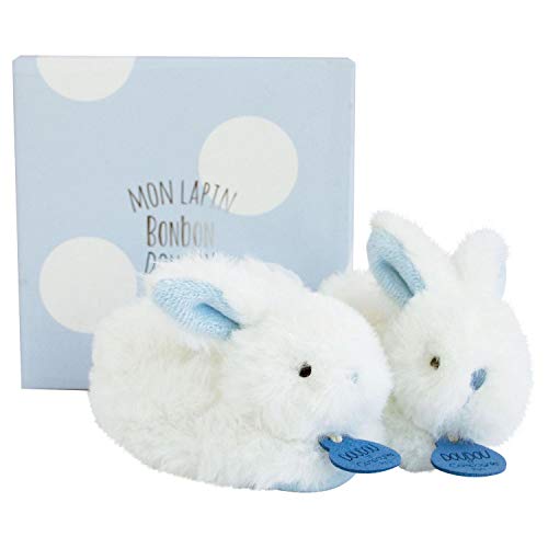 Doudou et Compagnie DC1309 Célestine - Zapatillas de estar por casa con diseño de conejito y caja, color azul