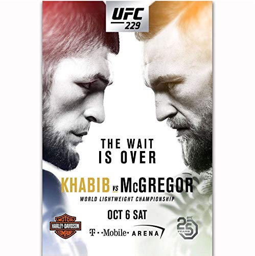 DPFRY Cuadro En Lienzo Wall Art Picture Khabib Nurmagomedov Vs Conor Mcgregor 2018 UFC 229 Evento Poster Print 40X60Cm Sin Marco