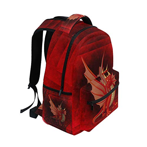 Dragón Rojo Enojado Mochila de Estudiantes Hombro Mochilas para Viajes Escolar Niños Niñas