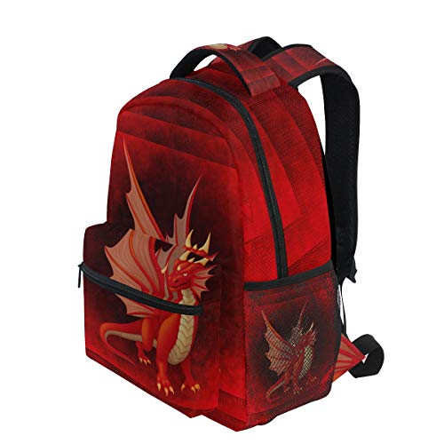 Dragón Rojo Enojado Mochila de Estudiantes Hombro Mochilas para Viajes Escolar Niños Niñas