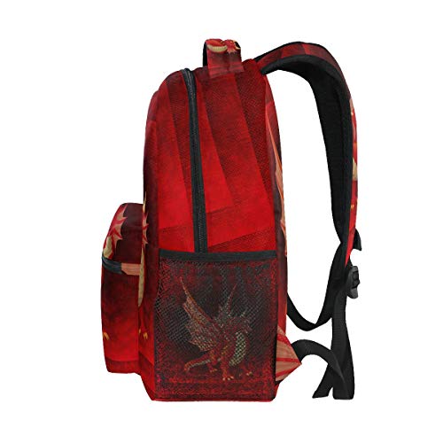 Dragón Rojo Enojado Mochila de Estudiantes Hombro Mochilas para Viajes Escolar Niños Niñas