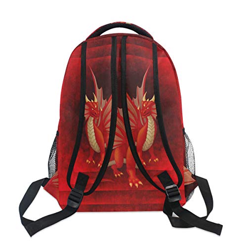 Dragón Rojo Enojado Mochila de Estudiantes Hombro Mochilas para Viajes Escolar Niños Niñas