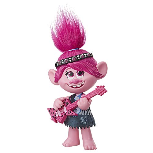 DreamWorks Trolls World Tour Pop-to-Rock Poppy - Muñeca con 2 Looks y Sonidos Diferentes, Toy Sings Trolls Solo Quiere divertirse