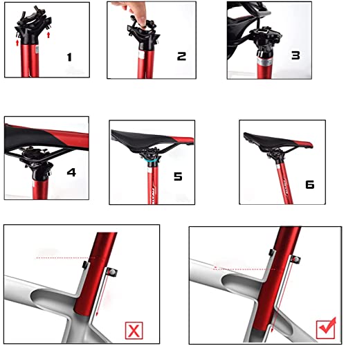 DSJGVN Tija de sillín de Bicicleta de 27,2, 30,9, 31,6 Mm, Tija de sillín de suspensión de 400 Mm de Longitud, Tija de sillín de aleación de Aluminio para Bicicleta de montaña MTB