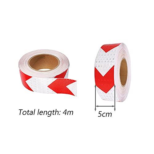 Dtoterul Cinta Reflectante 5cm * 4m Cinta Reflectante Adhesiva Cinta Adhesiva Reflectante Advertencia Cinta Reflectora Autoadhesiva Cinta Adhesiva de Advertencia Reflexiva para Vehículos Blanca y Roja