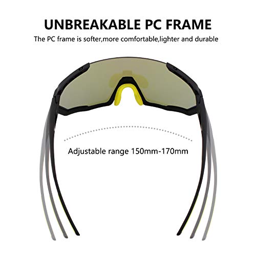 DUDUKING Gafas Sol Polarizadas Hombre Mujer Gafas de Sol Deportivas UV 400 Protección Gafas con 3 Rodajas De Lentes Intercambiables para Ciclismo Correr Golf Beisbol Surf Conducción Esquiando