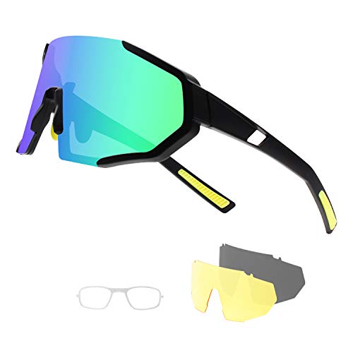 DUDUKING Gafas Sol Polarizadas Hombre Mujer Gafas de Sol Deportivas UV 400 Protección Gafas con 3 Rodajas De Lentes Intercambiables para Ciclismo Correr Golf Beisbol Surf Conducción Esquiando