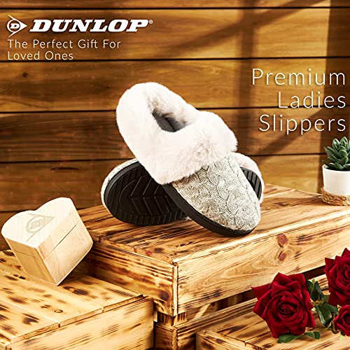 Dunlop Zapatillas Mujer, Zapatillas Casa Mujer Con Forro Polar, Pantuflas Mujer Suela de Goma Antideslizante, Regalos Para Mujer y Adolescentes Talla 36-41 (Gris claro, numeric_41)