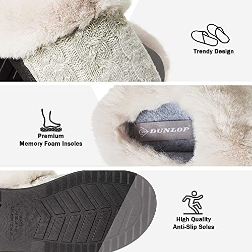 Dunlop Zapatillas Mujer, Zapatillas Casa Mujer Con Forro Polar, Pantuflas Mujer Suela de Goma Antideslizante, Regalos Para Mujer y Adolescentes Talla 36-41 (Gris claro, numeric_41)