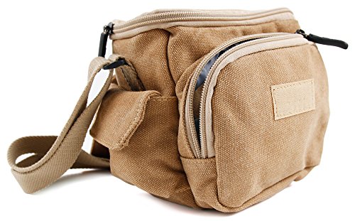 DURAGADGET Bolso Marrón/Canvas Compatible con Cámara de acción Nilox F-60 MM93 / F-60 Reloaded/Mini F/F Wi-Fi/UP/WI-FI