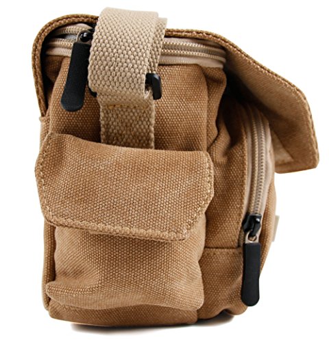 DURAGADGET Bolso Marrón/Canvas Compatible con Cámara de acción Nilox F-60 MM93 / F-60 Reloaded/Mini F/F Wi-Fi/UP/WI-FI