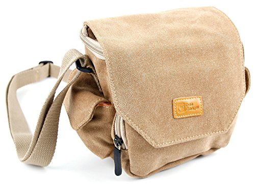 DURAGADGET Bolso Marrón/Canvas Compatible con Cámara de acción Nilox F-60 MM93 / F-60 Reloaded/Mini F/F Wi-Fi/UP/WI-FI