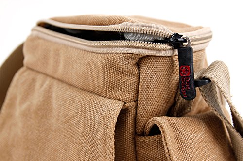 DURAGADGET Bolso Marrón/Canvas Compatible con Cámara de acción Nilox F-60 MM93 / F-60 Reloaded/Mini F/F Wi-Fi/UP/WI-FI