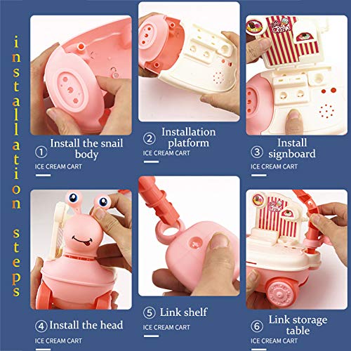 DUTUI Caracol Caracol Caracol Caracol Carro Simulación Carro Helado Carro Ventas Camión Cocina Supermercado Juguetes Juegos De Rol Juguetes Educativos Para Niños 28PCS, Rosa