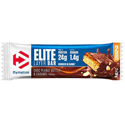 Dymatize Elite Layer Bar Peanut Butter & Caramel 18x(2x30g) - Barra alta en Proteína y Baja en Azúcar