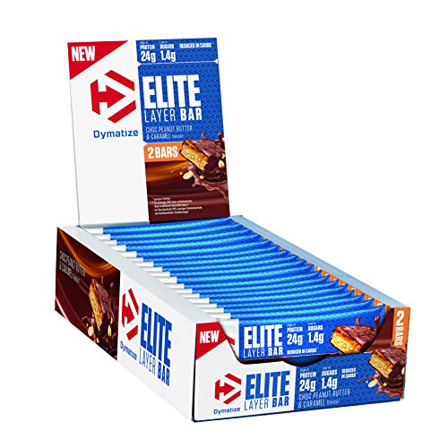 Dymatize Elite Layer Bar Peanut Butter & Caramel 18x(2x30g) - Barra alta en Proteína y Baja en Azúcar