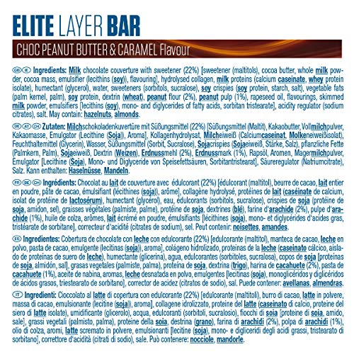 Dymatize Elite Layer Bar Peanut Butter & Caramel 18x(2x30g) - Barra alta en Proteína y Baja en Azúcar