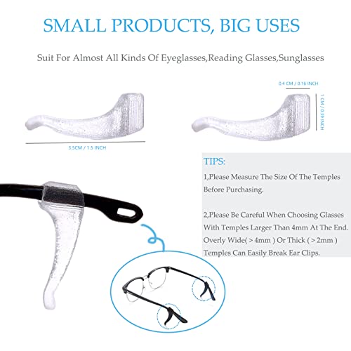 Ear Grips - Gafas de sol de silicona elástica y antideslizante para evitar gafas deslizantes, accesorios de repuesto para gafas de sol Spectacles (3 pares de transparencia)
