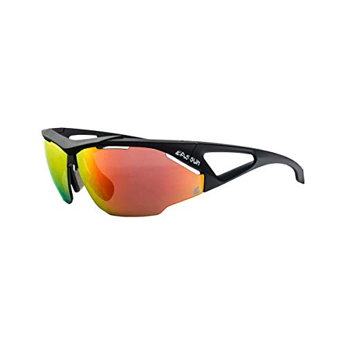 EASSUN Gafas de Ciclismo Aero, Solares Cat 3 con Sistema de Ventilación Airflow - Negro Mate, Rojo Fuego